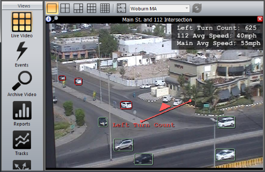 intuVision traffic tracking and detection, including speed detection and turn counts.