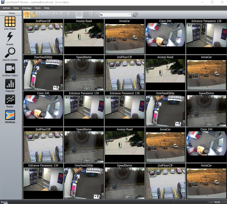 25 live processing cameras displayed at once in the intuVision Review 