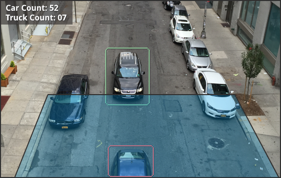 City street counting vehicles as they drive through.